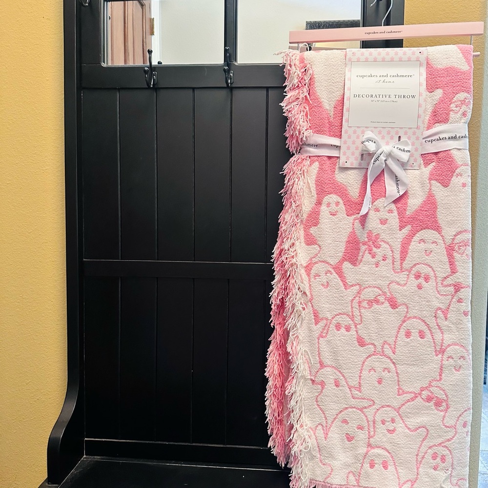 Cupcakes & Cashmere Pink and White Ghost Throw